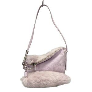 Auth Burberry Small night shoulder bag 8076798 Light Purple Leather Fake Fur